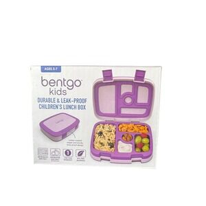 Bentgo Kids Lunch Box Purple Leak Proof 5 Compartment BPA Free Ages 3-7 New